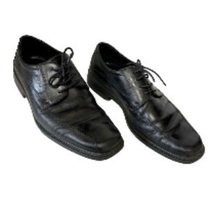 ECCO Helsinki Black Leather Lace Up Oxford Comfort Square Toe Dress Shoes Men 12